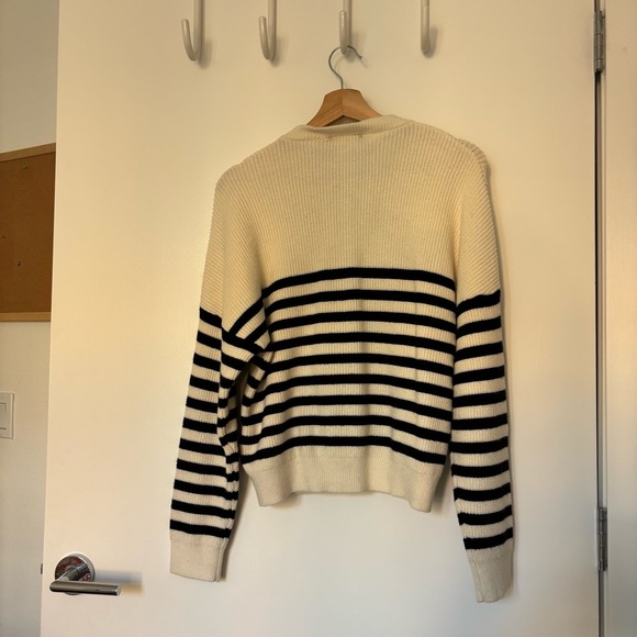 Maje Marino Breton striped sweater in an off-white/cream base with black stripes - Picture 6 of 6